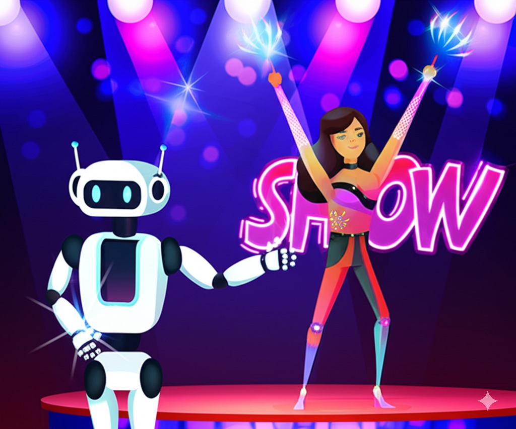 Performing on stage at a show